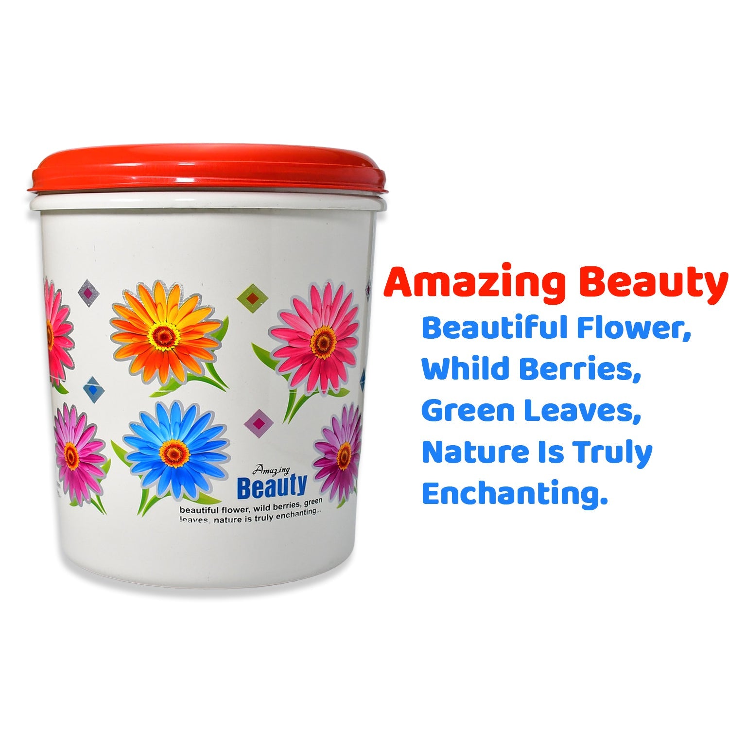 2062 Kitchen Airtight & Food Grade Plastic Floral Design Grocery Storage Container/Jar. Set of 3pcs - 5000ML, 7000ML, 10000ML DeoDap 2062 Kitchen Airtight & Food Grade Plastic Floral Design Grocery Storage Container/Jar. Set of 3pcs - 5000ML, 7000ML, 10000ML DeoDap